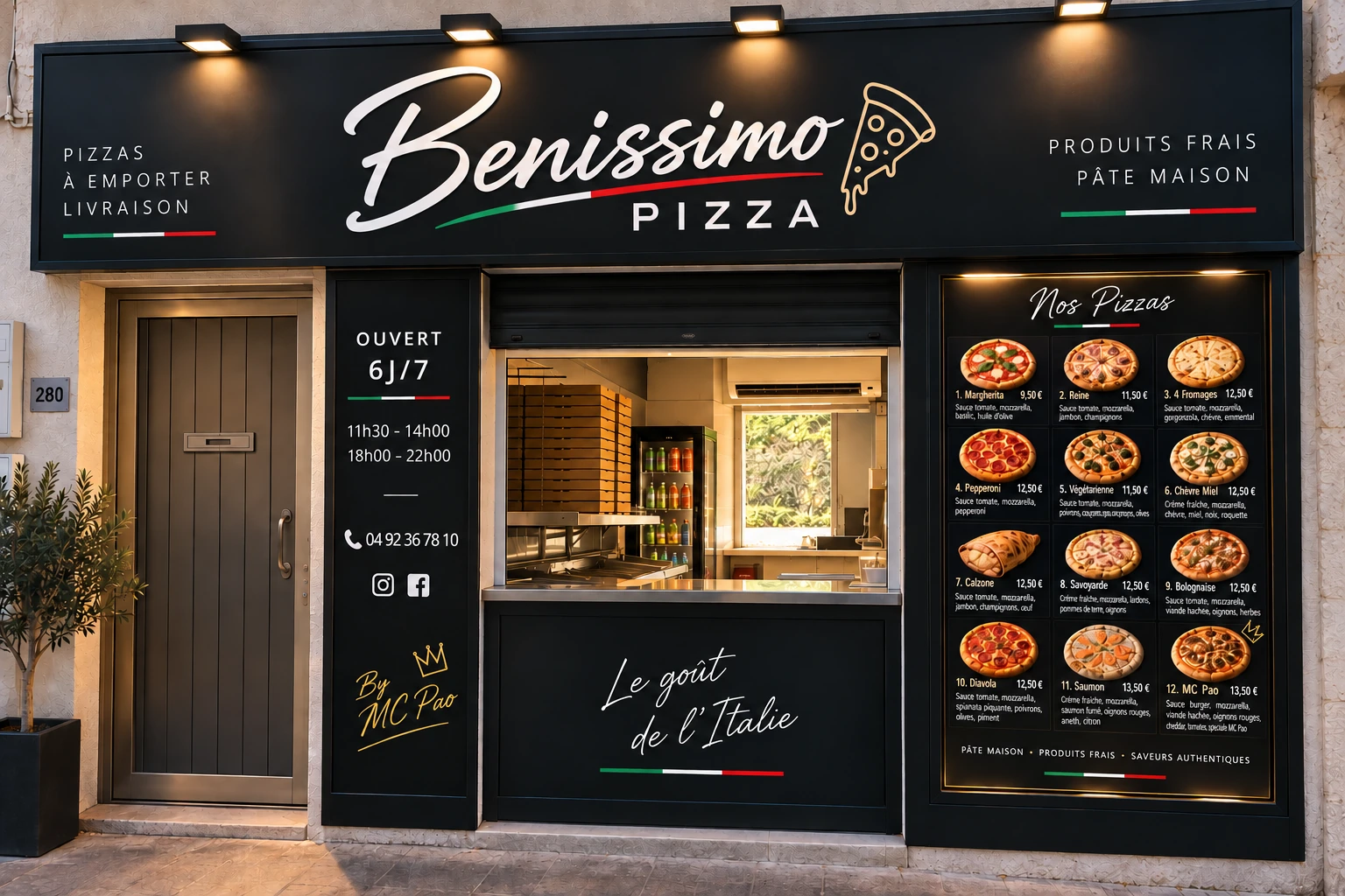 Maquette de la future façade Benissimo Pizza
